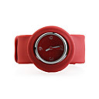 Silicone Band Fashiona Women Casual Jelly Clap Watch - Red