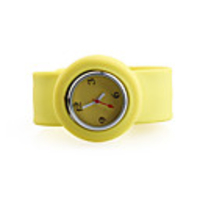 Silicone Band Fashiona Women Casual Jelly Clap Watch - Yellow