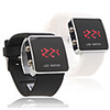 Silicone Band Love Couple Jelly Sport Style Square LED Wrist Watch - White Black