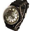 Silicone Band Modern Metal Dial Fashion Quartz Women Men Casual Watch - Black