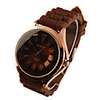 Silicone Band Modern Metal Dial Fashion Quartz Women Men Casual Watch - Brown