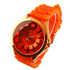 Silicone Band Modern Metal Dial Fashion Quartz Women Men Casual Watch - Orange