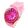 Silicone Band Modern Metal Dial Fashion Quartz Women Men Casual Watch - Pink