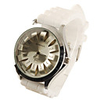 Silicone Band Modern Metal Dial Fashion Quartz Women Men Casual Watch - White