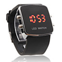 Silicone Band Modern Women Men Unisex Jelly Sport Style LED Wrist Watch - Black