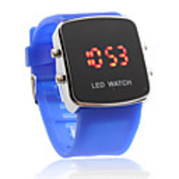 Silicone Band Modern Women Men Unisex Jelly Sport Style LED Wrist Watch - Blue