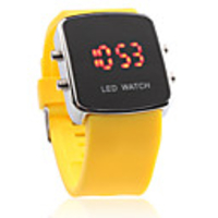 Silicone Band Modern Women Men Unisex Jelly Sport Style LED Wrist Watch - Yellow