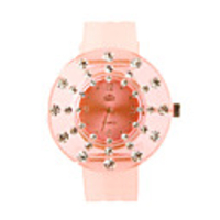 Silicone Band Stylish Quartz Round Crystal Lady