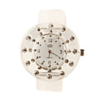 Silicone Band Stylish Quartz Round Crystal Lady