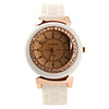 Silicone Band Stylish Quartz Round Crystal Lady