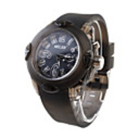 Silicone Band Unisex Watch with Color Changing Flashing Night Light - Black