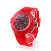 Silicone Band Unisex Watch with Color Changing Flashing Night Light - Red