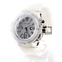 Silicone Band Unisex Watch with Color Changing Flashing Night Light - White