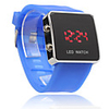 Silicone Band Women Men Unisex Jelly Sport Style Square LED Wrist Watch - Blue