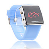 Silicone Band Women Men Unisex Jelly Sport Style Square LED Wrist Watch - Light Blue