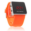 Silicone Band Women Men Unisex Jelly Sport Style Square LED Wrist Watch - Orange