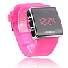 Silicone Band Women Men Unisex Jelly Sport Style Square LED Wrist Watch - Peach Red
