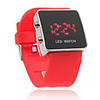 Silicone Band Women Men Unisex Jelly Sport Style Square LED Wrist Watch - Red