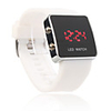 Silicone Band Women Men Unisex Jelly Sport Style Square LED Wrist Watch - White