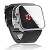 Silicone Band Women Men Unisex Jelly Sport Style Square Mirror LED Wrist Watch - Black