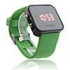 Silicone Band Women Men Unisex Jelly Sport Style Square Mirror LED Wrist Watch - Green