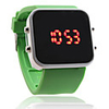 Silicone Band Women Men Unisex Jelly Sport Style Square Mirror LED Wrist Watch - Green