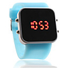 Silicone Band Women Men Unisex Jelly Sport Style Square Mirror LED Wrist Watch - Light Blue