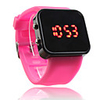 Silicone Band Women Men Unisex Jelly Sport Style Square Mirror LED Wrist Watch - Peach Red