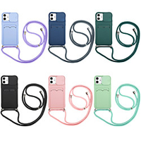 Silicone Phone Case For Apple iPhone 12 11 SE2020 Shockproof Protective Case Card Holder Cover with Lanyard for iPhone 12 Pro Max XR XS Max iPhone 8 7 miniinthebox