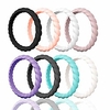 silicone wedding ring for women, thin and stackble braided rubber wedding bands, no-toxic, skin safe