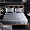 Silk Fitted Sheet Cooling Bed Sheet Wrinkle Fade Stain Resistant Deep Pocket Bed Sheet Soft