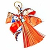 silk ribbon bow tassel bag pendant charm keyring keychain for women purse handbag decor (orange)