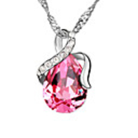 Silk Ribbon Surround Water-drops Pattern Fashion Crystal Necklace