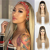 Silky Straight Gold Headband Synthetic Wigs For Women Natural Brown / Golden Synthetic Wig Full Machine Made Hair Wig No Colored Headband miniinthebox