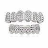 silver 6 teeth grillz hip hop joker diamond top amp; bottom teeth caps grillz set