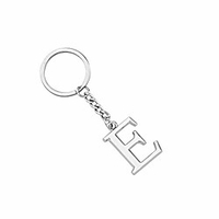 silver alphabet initial letter keychain initial letter charm keychain for women 26 initial letter a-z initial english charm key ring (e)