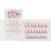 Silver And Pink Fake Nail Stickers Wearable Nails Finished Nails Removable Nail Stickers European And American French Ballet Nails 24pcs