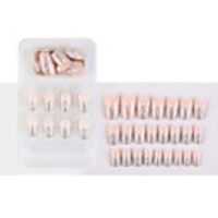 Silver And Pink Fake Nail Stickers Wearable Nails Finished Nails Removable Nail Stickers European And American French Ballet Nails 24pcs