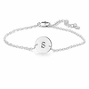 silver b initial bracelet for women adjustable round disc alphabet letters bracelet for girls (b)