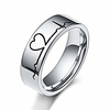 silver color titanium steel heartbeat ecg parttern couple ring for men and women (6mm,  8)