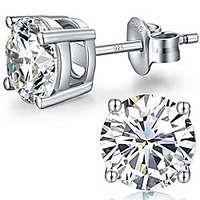 silver diamond earrings men women stud earrings cubic zirconia stud earrings white gold sterling silver tiny diamond stud earrings 6mm