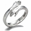 Silver European and American Jewelry Love Hug Ring,  Adjustable Romantic Love Hugging Hands Open Ring for Women Men miniinthebox