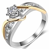 silver gold double tone wedding engagement proposal soliatire promise anniversary ring (silver gold,  9)