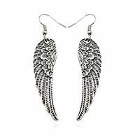 silver guardian angel wing feather dangle earrings (2)
