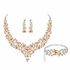 silver plated champagne aaaa cubic zirconia teardrop cluster bib necklace earrings bracelet jewelry set women wedding dress bridal prom