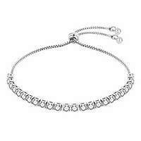 silver plated clear diamond-cut crystal adjustable tennis link bracelet jewelry for women wedding engagement prom bride women bridesmaid girls