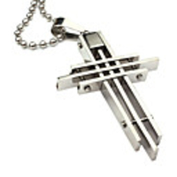 Silver Plated Cross Shape Titanium Steel Necklace