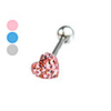 Silver Plated Stainless Steel Rhinestone Peach Heart Navel/Ear Piercing