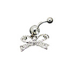 Silver Plated Stainless Steel Rhinestones Bowknot Navel/Ear Piercing