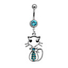 Silver Plated Stainless Steel Rhinestones Cat Navel/Ear Piercing(Assorted Color)